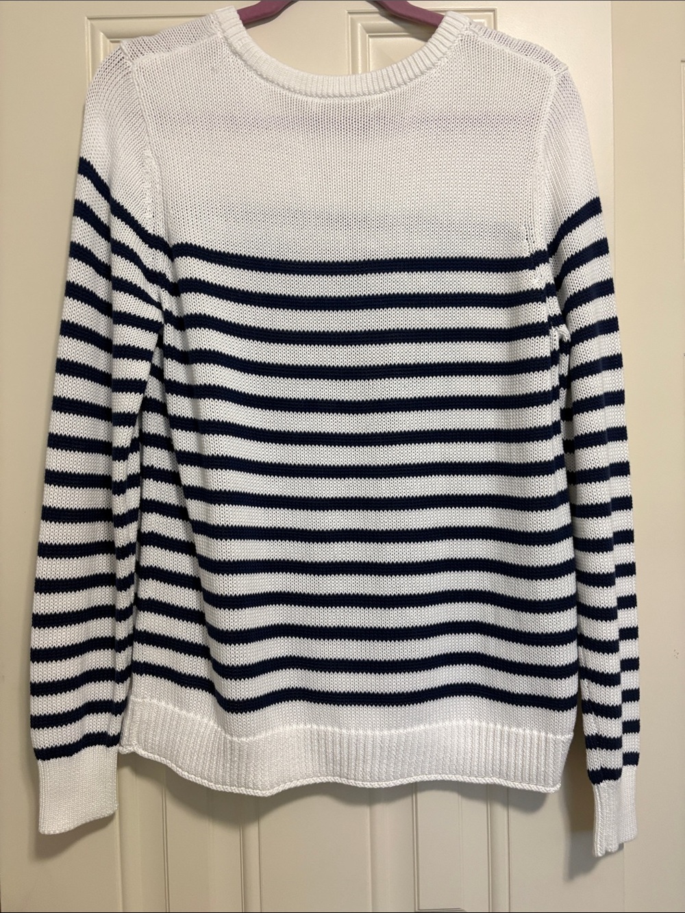 Lilly Pulitzer White and Navy Striped "Beach Bound" Crewneck Sweater - Picture 4 of 4
